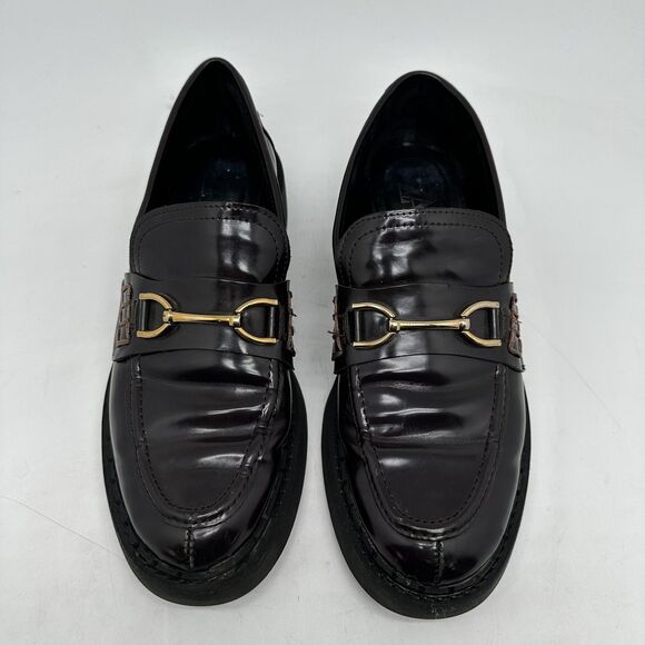 Zara Loafer Shoes Womens Size 39  Patent Leather Horsebit Chunky Heel Y2K - Picture 4 of 13